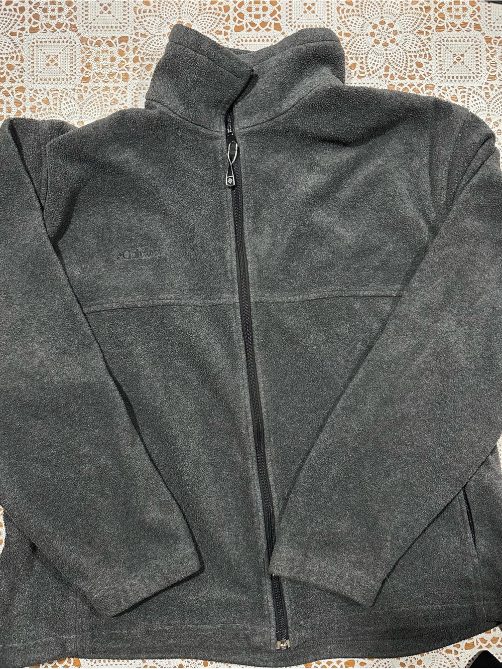 Columbia Gray Full Zip Fleece Jacket Men’s XL Outdoor Hiking